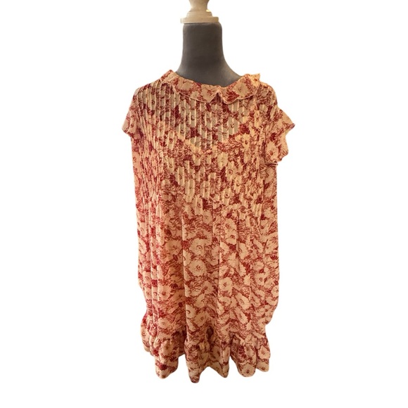 Free people These Dreams Pleated mini dress L pink and red NWT - Picture 16 of 16